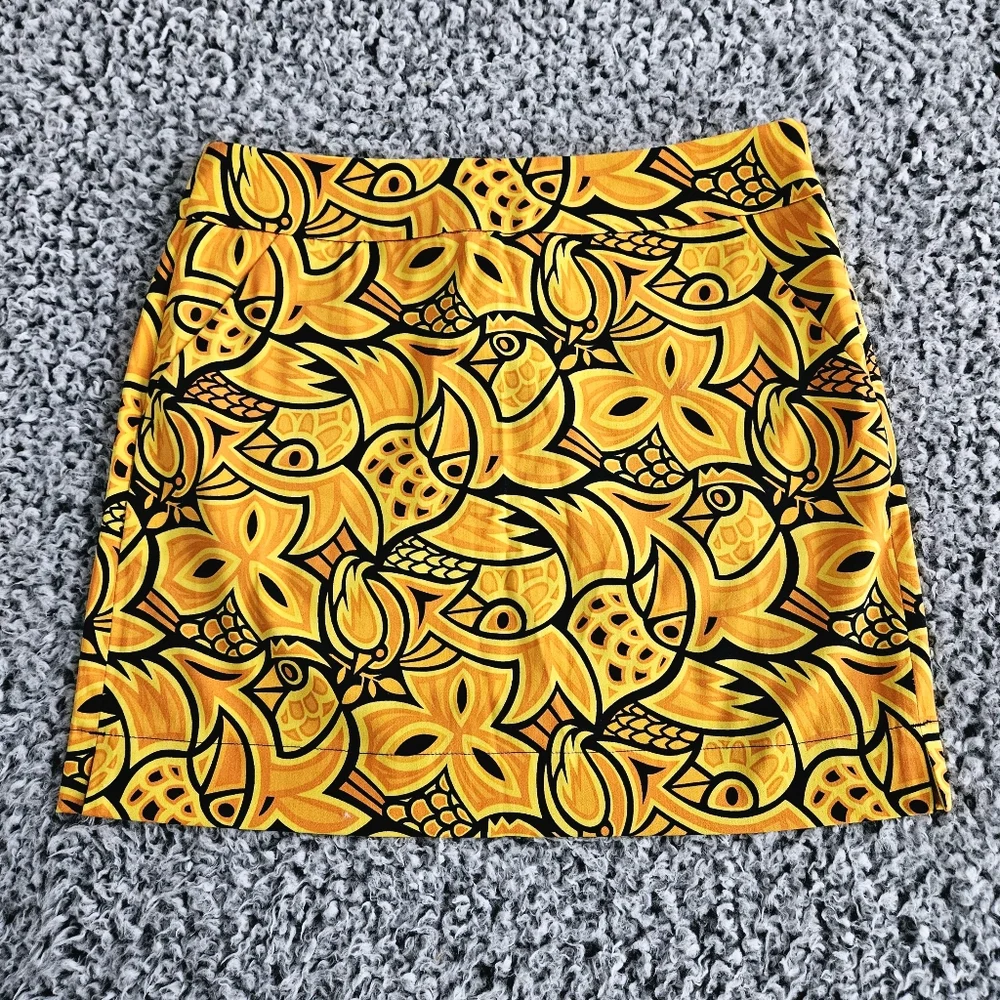 Loudmouth Women's Golf Skirt Sz 4 x 16L XS Yellow Mini Chirp Chirp Stretch Bird